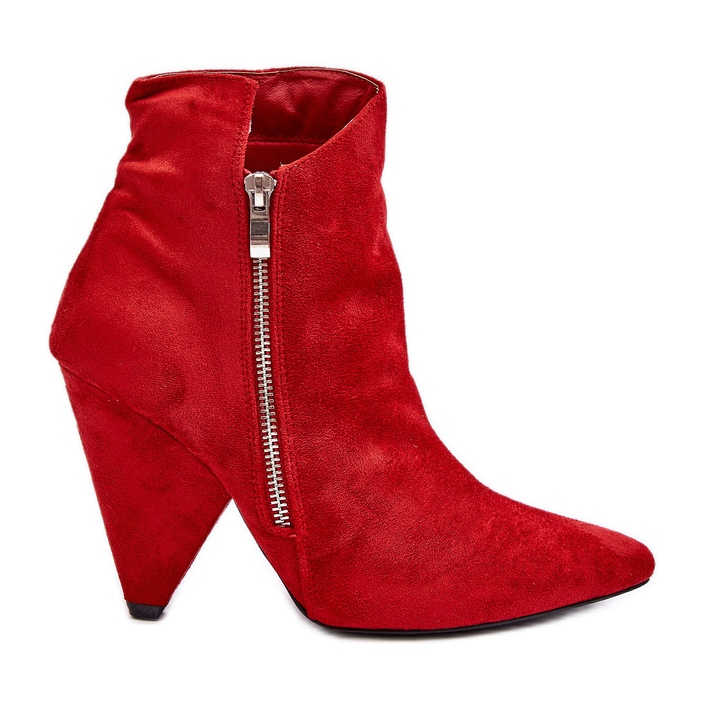 Botins assimétricos vermelhos de salto alto Lu Boo vermelho