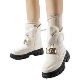 Botas de neve bege com fivela Athos decorativa