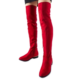 Botas longas vermelhas quentes de camurça ecológica Elwira vermelho