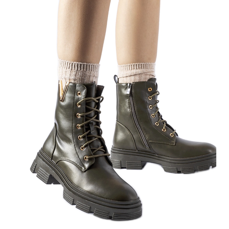 Botas de trabalho com isolamento verde escuro e recorte Fru