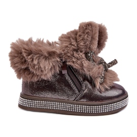 Botas infantis de neve com zíper e pele, marrom, Hanija castanho Botas infantis de neve com zíper e pele, marrom, Hanija castanho
