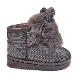 Botas de neve infantis isoladas com pele, cinza Betty, com orelhas