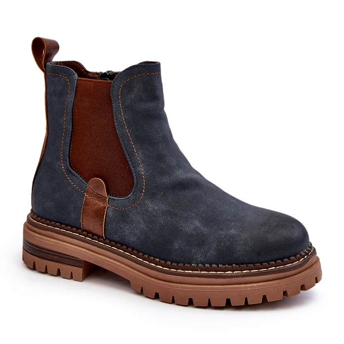 Evento Botas Chelsea femininas isoladas com salto plano, Blue Myrine azul Evento Botas Chelsea femininas isoladas com salto plano, Blue Myrine azul