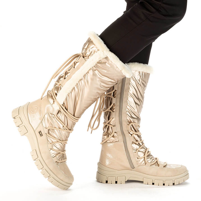 Botas de neve impermeáveis ​​femininas bege alto Rieker Z1083-62