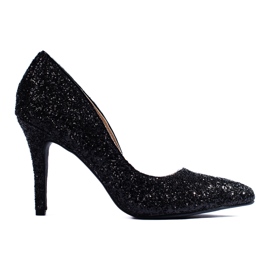 Sapatos de salto alto pretos com glitter Shelovet feminino