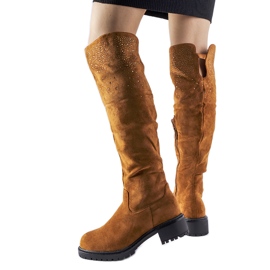Botas longas marrons com strass da Colleen marrom