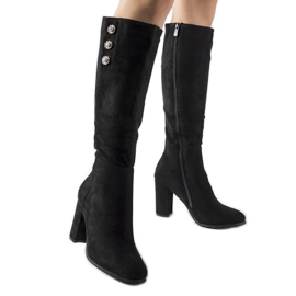 Botas pretas decoradas com zircões Lightning preto