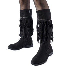 Botas pretas com corrente e franjas Safar preto Botas pretas com corrente e franjas Safar preto