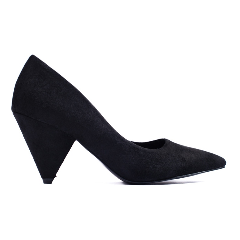 Shelovet Sapatos de salto cônico em camurça preta preto