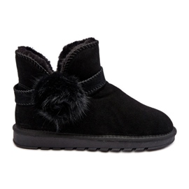 Botas femininas de camurça para neve com recortes, Eraclio Preto