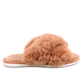 Chinelos de pele com alça cruzada Parris Camel marrom