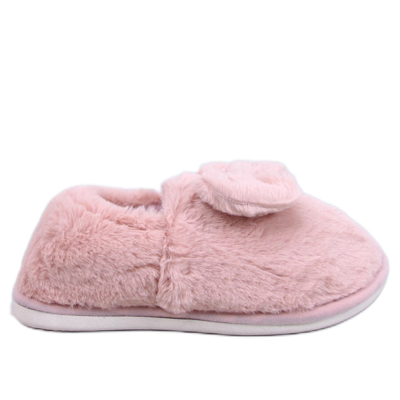 Emres Chinelos de pele rosa com laço Emres Chinelos de pele rosa com laço