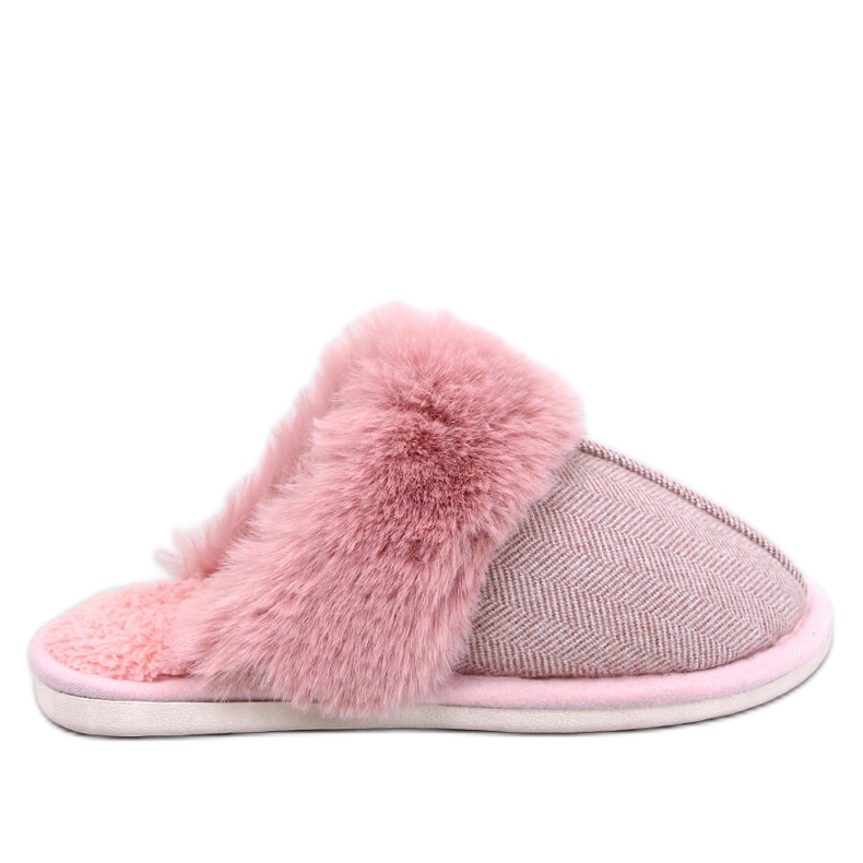 Chinelos Skeen em espinha com pele, rosa claro