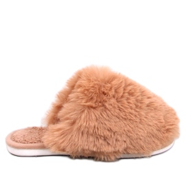 Chinelos de pele femininos Calvert Camel marrom