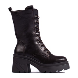 Trabalhadores marrons de salto alto com cadarços da Daszyński marrom