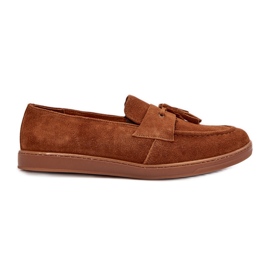 Sapatos mocassins de camurça masculino Zazoo 1566 marrom