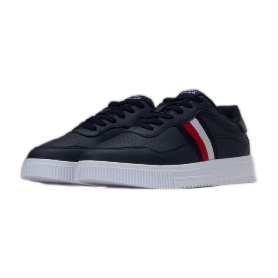 Sapatos Tommy Hilfiger Supercup Couro Listras M FM0FM04824 DW5 azul