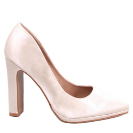 Sapatos de cetim com salto largo Olivv Beige bege Sapatos de cetim com salto largo Olivv Beige bege