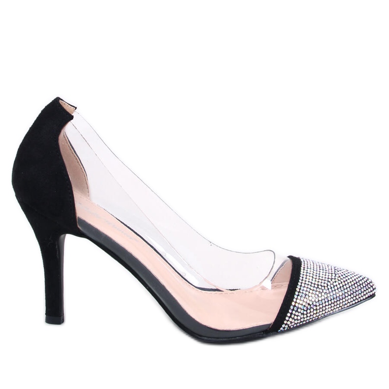 Sapatos de salto alto transparentes de mulher Briana Black preto