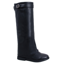 Annse Botas pretas de corte duplo preto Annse Botas pretas de corte duplo preto