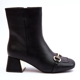 Botins pretos Adinah de salto alto com decoração