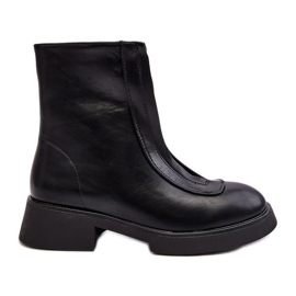 Botas rasas femininas com zíper pretas Elkasa preto