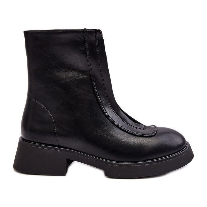 Botas rasas femininas com zíper pretas Elkasa preto