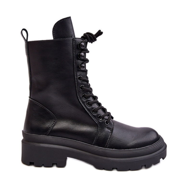 Botas femininas de trabalho, couro ecológico, Irande preto