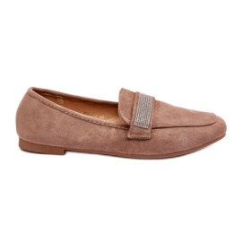 Mocassins femininos com strass castanho claro Ralrika marrom