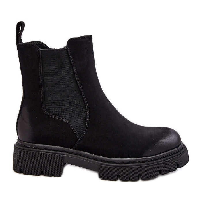 Botas Chelsea isoladas femininas com zíper, Vesta preta preto