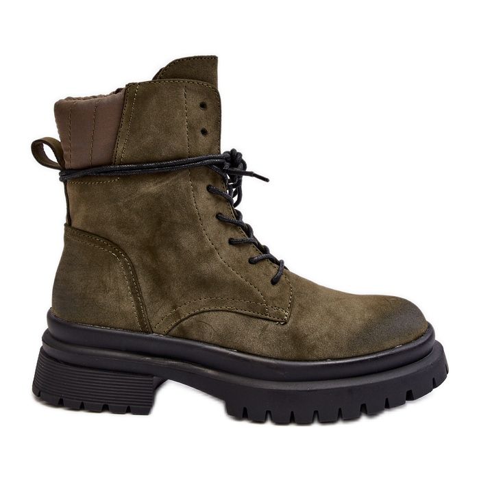 Botins femininos Trapper com sola grossa, verde escuro, Narelona Botins femininos Trapper com sola grossa, verde escuro, Narelona
