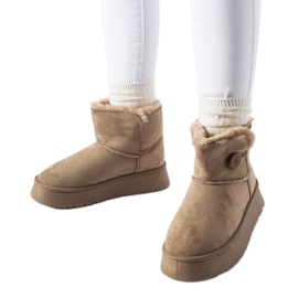 Botas de neve com isolamento marrom e botão Ronco castanho