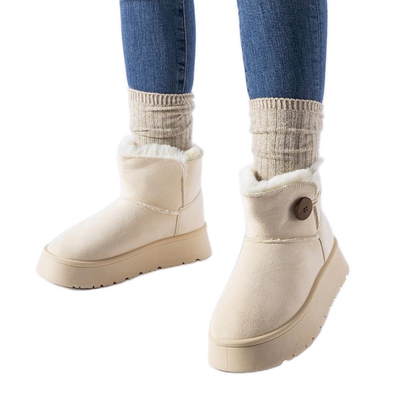 Botas de neve com isolamento bege e botão Ronco