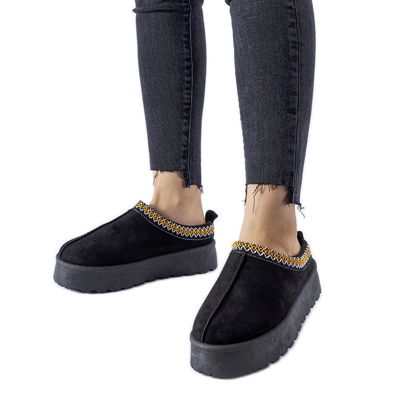 Botas pretas de neve baixas com costura decorativa Fori preto