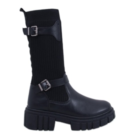 Botas Rhea pretas com parte superior flexível preto
