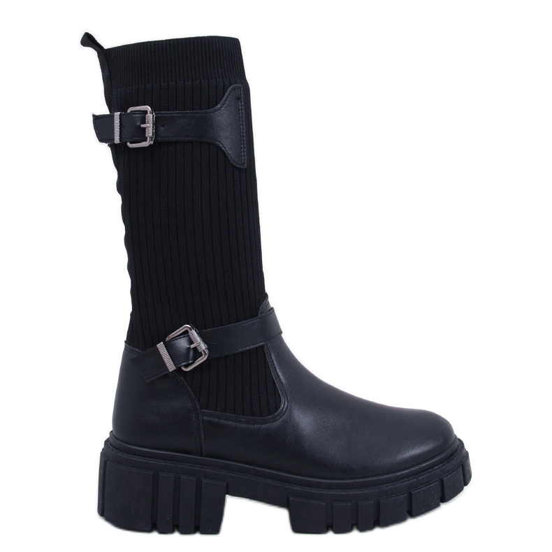 Botas Rhea pretas com parte superior flexível preto