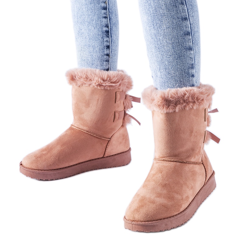Botas de neve com isolamento rosa e laços da Borbera