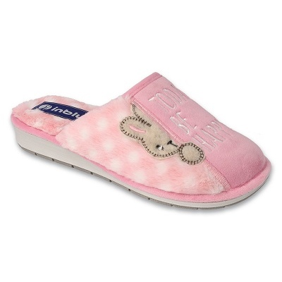 Chinelos femininos xadrez Inblu 155D151 rosa e branco
