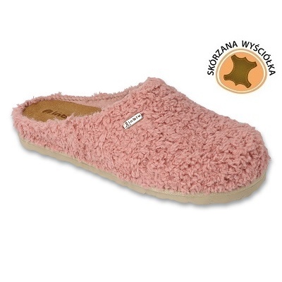 Chinelos femininos Inblu com inserção de couro 155D137 rosa