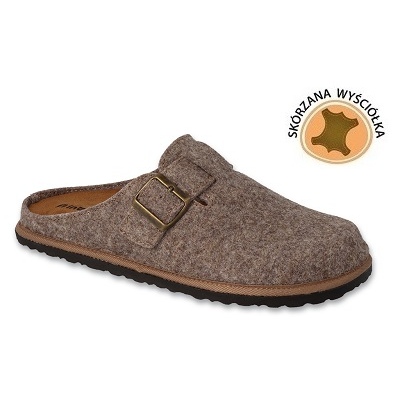 Chinelos masculinos Inblu com inserção de couro 155M023 bege