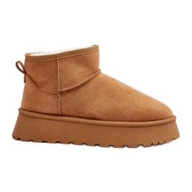 Botas femininas de neve com plataforma Camel Pirette marrom
