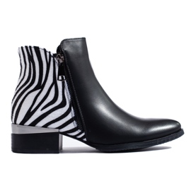 Botins femininos Shelovet pretos com estampa de zebra