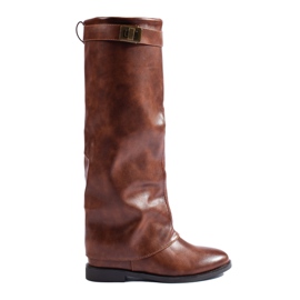 Botas de cunha escondidas Shelovet marrons marrom
