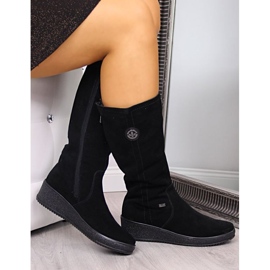 Botas impermeáveis ​​nobuck isoladas com lã de ovelha Rieker W R237 preto