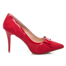 Belle Women Bombas elegantes com laço vermelho