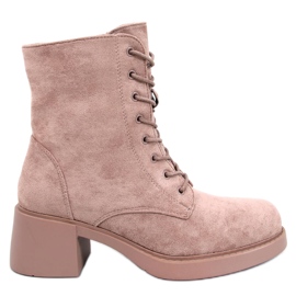 Mayfield Botins cáqui com cadarço bege