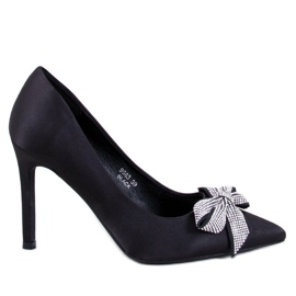 Alfinetes de cetim com laço da Trini Black preto Alfinetes de cetim com laço da Trini Black preto