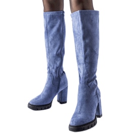 Botas azuis com salto Marquette enorme azul