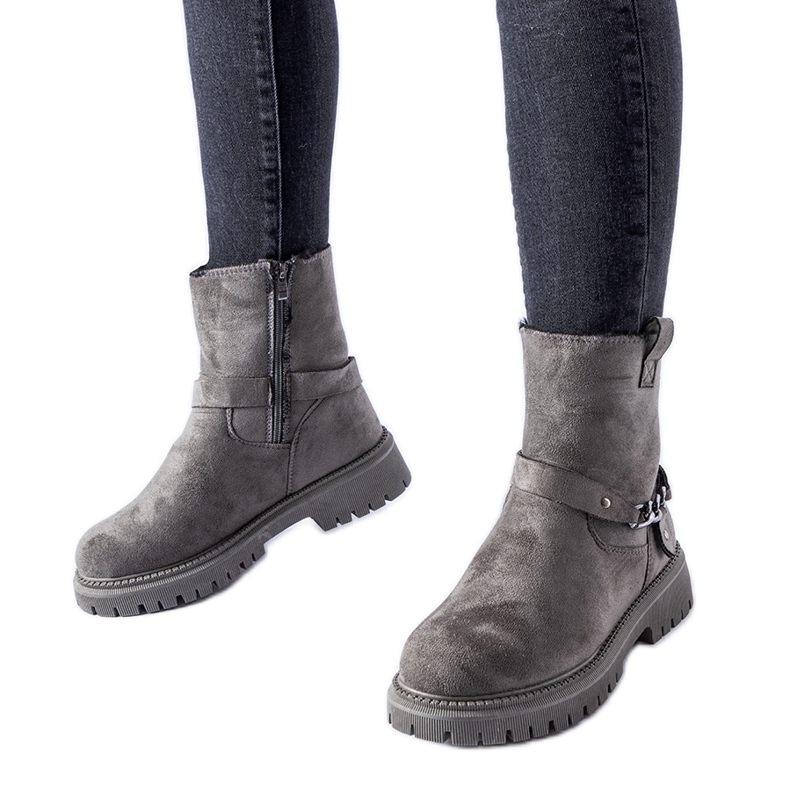 Botins cinza com isolamento e corrente Sedico