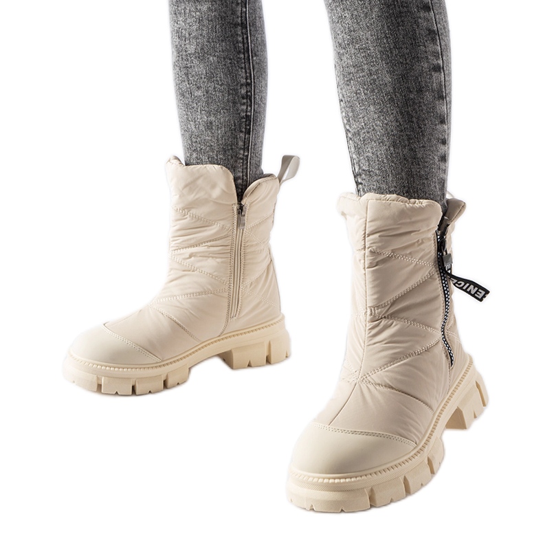 Botas de neve Antonina acolchoadas com isolamento bege